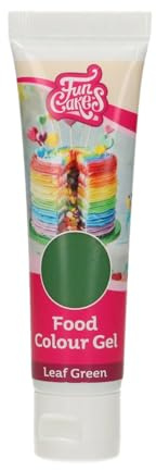 FunCakes Food Colour Gel Vert Feuille: Colorant Alimentaire Gel Concentré pour le Fondant, la Pâte d'Amande, la Crème. Dosage Simple et Facile. Créer des Couleurs Vives. Halal. 30 g