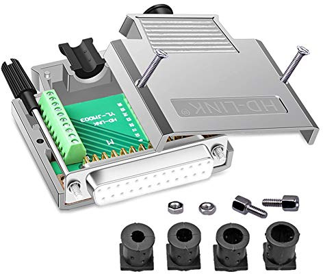 PENGLIN Lötfreier DB25 Breakout-Steckverbinder, Metallgehäuse RS232 D-SUB seriell auf 25-poliger Anschluss Adapterbuchse Breakout-Anschlussplatine mit Gehäuse (Buchse)