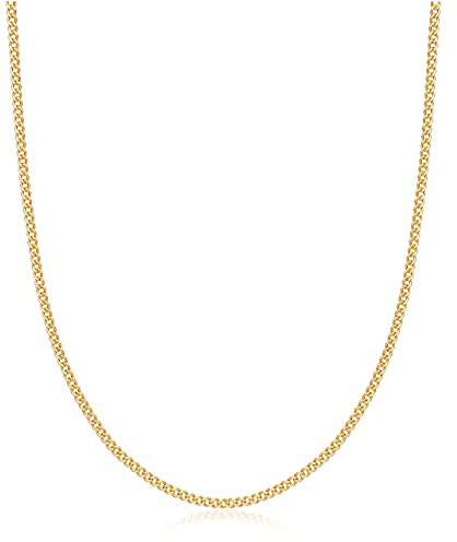 Barzel 18K Gold Plated Curb/Cuban Link Chain Necklace 2MM, 3MM, 4MM, 5MM For Women or Men - Made In Brazil (2MM Gold, 24 Inches)