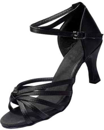 Womens Ballroom Dancing Shoes 1 Pair Dancing Shoes High Heel Satin High Heels Open-Toed High Heels Ding Black Indoor High Heel