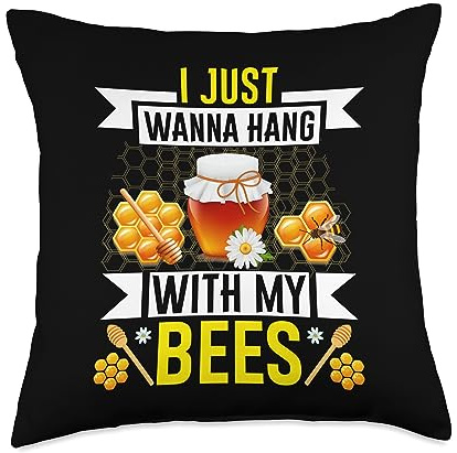 Funny Beekeeping Clothing Gifts For Beekeeper Funny Saying Bee Quote Beekeeping Throw Pillow, 18x18, Multicolor
