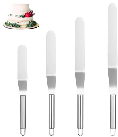 Coltello Paletta Glassa,4 PCS Spatola Glassa Spatola Angolata per Dolci Torta in Acciaio Inox Decorazione Offset Torta Spatola Sfalsata Angolata Coltello Torta per Levigare Torte