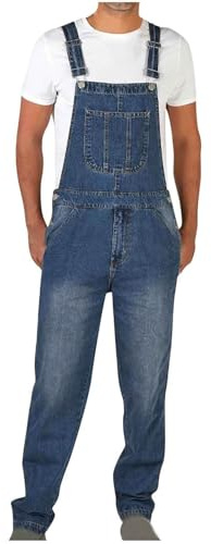 NUSGEAR Mono Pantalones de Vaqueros Hombre Mezclilla Peto Trabajo Bib Jumpsuit con Bolsillos Trabajo Moda Suelto Casual Fiesta Pant Jeans Denim Pantalones Mono 2024