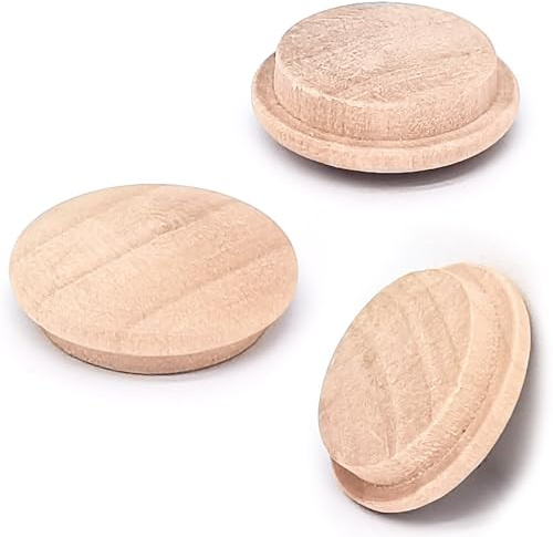 50pcs 25mmx20mm/1''x0.7''(Cover DiaxHole Dia) Stair Plugs,Beech Wood Screw Hole Covers,Button Top Screw Hole Plugs,Decorative Wooden for Woodworking