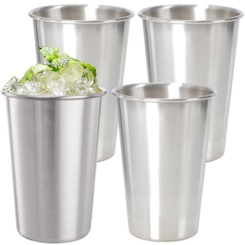 saijer Vasos de Chupito de Acero Inoxidable,4 Pcs Vasos de Chupito Apilables Acero Inoxidable Shot Vasos Vaso Chupito Reutilizables Taza Vaso Metalico Camping Portátiles para Picnic