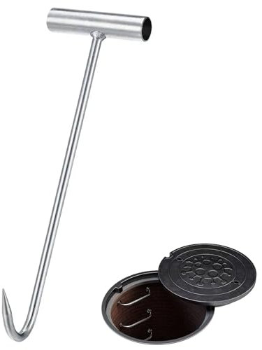 Crochet pour Couvercle de Regard,Lève-Couvercle de Regard à Crochet,Crochet Leve Plaque,Crochet De Poignée en T pour Trou d'homme,Crochet Simple pour Couvercles D'égout,Lève-Plaque D'égout 30 cm