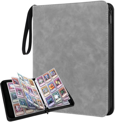 Vicloon 900 Porchettes Classeur Carte, 50 Pages Album Porte Cartes, Imperméable Albums pour Carte à Collectionner avec Fermeture éclaire, pour Stockage de Carte, Gris