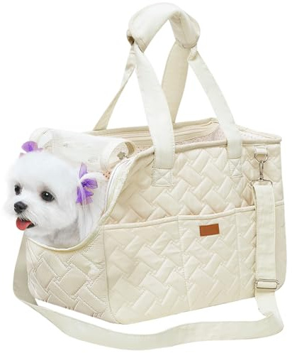 Trasportino per cani fino a 5 kg - Trasportino per cani piccoli e gatti - Pieghevole e traspirante - Con cintura di sicurezza, tasche, borsa per il trasporto - Ideale per l'esterno, i viaggi
