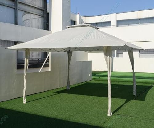 COSTWAY Carpa Plegable 3,95x3,95M, Pop up, Pergolas de Jardin Impermeable con Tapa Ventilada, Altura Ajustable, Bolsa de Transporte, Protección UV, Cenadores para Jardin Exterior (café)