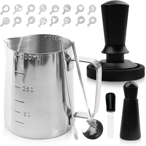 GBKDQQ Juego de 22 prensadores de café, juego de accesorios de espresso con prensador de 51 mm, alfombrilla para prensar, agitador de café, jarra de espuma, cuchara agitadora, lápiz de arte latte y