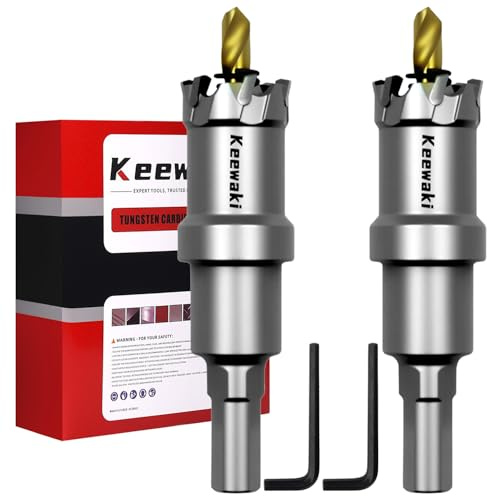 Keewaki 20mm Hole Saw Kit – 2PCS Carbide Hole Saw Drill Bit for Metal, Stainless Steel, Aluminum, Plastic, Wood – Heavy Duty Hole Cutter Set