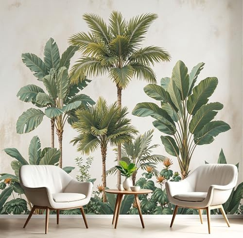 JEDTAKCT Wallpaper Murals Tropical Plants 118X83 3D Art Olive Green Photo Wallpaper, Jungle Landscape Print Wall Mural Giant Poster, Modern Living Room Bedroom Kids Room Backdrop Wall Decor