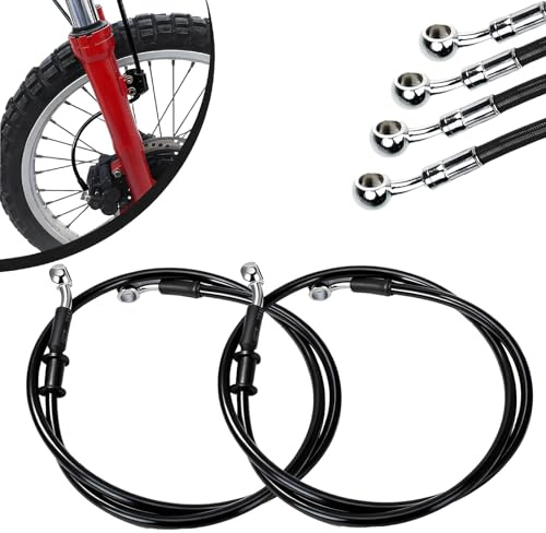 JFG RACING Tubi Freno Moto 2 Pezzi, Tubi Flessibili Freno Frizione rinforzati Idraulici da 500mm-2000mm per Pit Dirt Bike Enduro Motocross ATV Quad (1100mm Nero)