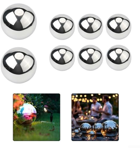 Stainless Steel Floating Balls for Garden and Outdoor Water Features, Mirror Finish Hollow Spheres Suitable for Decorative Use in Ponds and Fountains (51MM)