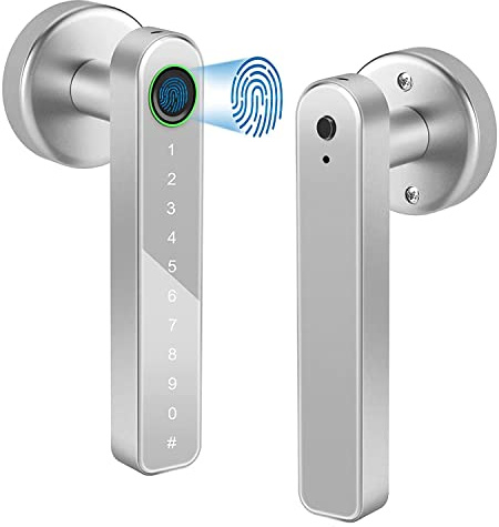 Nihcora Cerradura Puerta Inteligente Cerradura Puerta Entrada Sin Llave Cerradura Puerta Teclado con Manija, Cerradura Puerta Huella Digital con Control WiFi AplicacióN Tuya