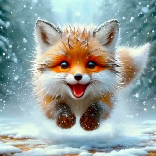 Picmondoo Diamond Painting - 40x40cm - Kleiner Fuchs im Winterwald - FBA