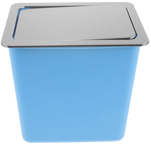 UKCOCO Cubo de Basura Empotrable para Encimera Acero Inoxidable 430 Tapa Abatible de Apertura Suave Tamaño Pequeño Rectangular Incluye Cubo Plástico Colgante Adecuado para Cocina