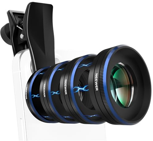NEEWER Kit de Lentes Macro para teléfono, 4 Piezas apilables magnéticas, con Abrazadera roscada de 17 mm, Accesorios de fotografía compatibles con iPhone, Android, Samsung, LS-87