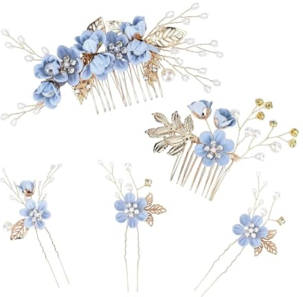 MAIKAOZAI Lot d'Épingles à Cheveux Bleues, Accessoires Mariage Femmes | Design Élégant et Raffiné Fixation Sûre et Confortable