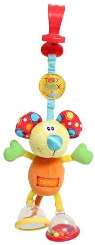 Playgro Dingly Dangly Mimsy hochet avec mirroir – jouet d’évéil bébé 0+ Mois, Jouet multi-sensoriel pour nourrissons, apprentissage et la stimulation