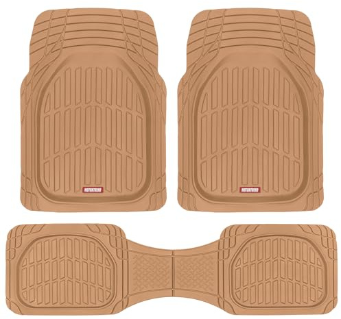 Motor Trend - MT-923-BG 923-BG Beige FlexTough Contour Liners-Deep Dish Heavy Duty Rubber Floor Mats for Car SUV Truck & Van-All Weather Protection, Trim to Fit (Tan Beige)