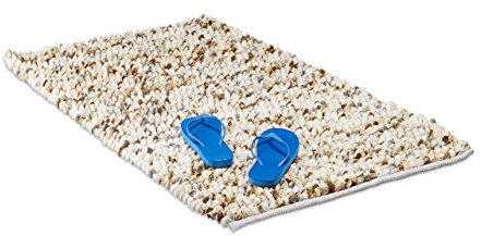 Relaxdays Badematte POPPY weich, handgefertiger Hochflor Teppich mit Noppen, Antirutsch Badvorleger 70x120cm, creme