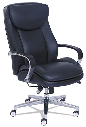 La-Z-Boy Commercial 2000 High-Back Executive Chair, Dynamic Lumbar Support, Supports 300lb, 20 to 23 Seat Height, Black, Silver Base