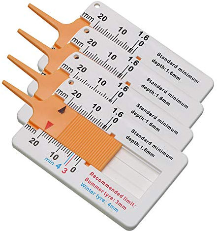 4 Pz Spessimetro Pneumatici,Intervallo di Misurazione Della Profondità del Battistrada Digitale 0-20mm,Misurazione Della Profondità del Pneumatico Dell'automobile (Arancione)