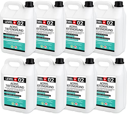 LEVEL PLUS 02 Tiefengrund 40 L Acrylbasis Tiefgrund Grundierung Innen Aussen Verfärbungsfrei Verarbeitungsfertig Tiefeindringend Haftvermittler