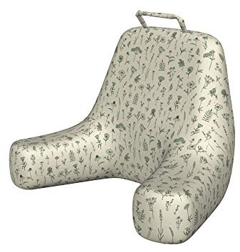 Lunarable Lavender Reading Pillow Cover, Hand Drawn Sketchy Calendula Clover Chamomiles Valerian Natural, Unstuffed Printed Bed Rest Case from Soft Fabric, XL Size, Eggshell Hunter Green