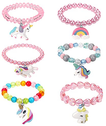 Maeoetty Girls Unicorn Bracelets,Unicorn Girls Jewellery Bracelets Party Bag Stocking Filler, Friendship Bracelet Set, Toddler Bracelets (A)