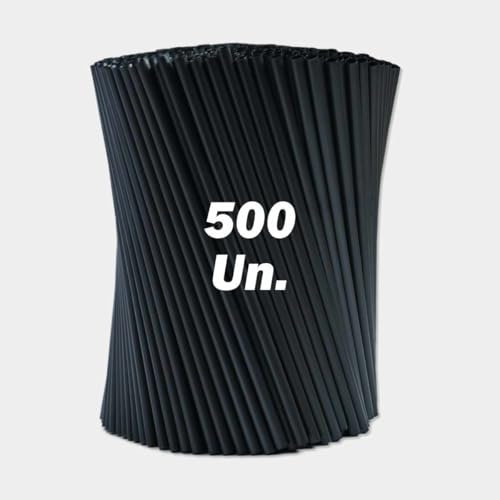 500 pailles noires rigides en cellulose - Longueur 21 cm x 7 mm de diamètre - Parfaites pour les bars à cocktails, les fêtes, le catering et les boissons chaudes jusqu'à 40°C