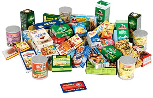 Theo Klein 7205 Online-Zubehörset Shopping Center mit Deutschen Produkten I Mit Schachteln und Dosen für den Kaufladen I Spielzeug für Kinder ab 3 Jahren