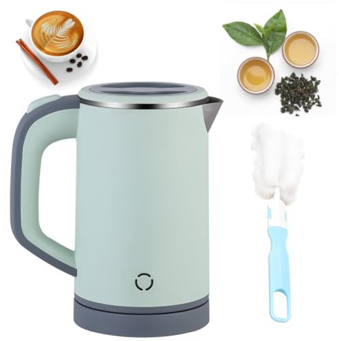 Umllpet Wasserkocher, Edelstahl Mini-Reisewasserkocher für 0,8 L, 600w Elektrischer Wasserkocher, Doppelwandiges Überhitzungsschutz, Schnellkochfunktion