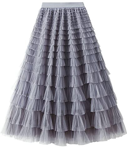 Volant Rock Lang Damen Tüllrock Volant Rock Damen Lang Crinoline Petticoat Ballettrock Tüllrock für Party Karneval Kostüm Festliche Tüll Tutu Unterrock Tanzrock Ballettrock Dance Dress