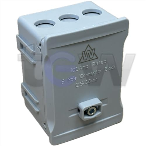 Phase Coloured Henley Style Meter Tails Connection Block 100A 5 Way 2-35mm² - Grey