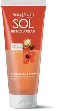 Bottega Verde - SOL Ibisco Argan, Bagnodoccia Doposole, 200 ml, Prolunga l'Abbronzatura, con Olio di Ibisco e Argan, Azione Setificante, per Tutti i Tipi di Pelle