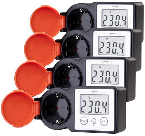 revolt Außenstrom-Messgerät: 4er-Set Outdoor-Energiekostenmesser und Stromverbrauchszähler, 3.680 W (Stromzähler Steckdose deutsch, Leistungsmesser Wattmeter, Solar Lichterkette)