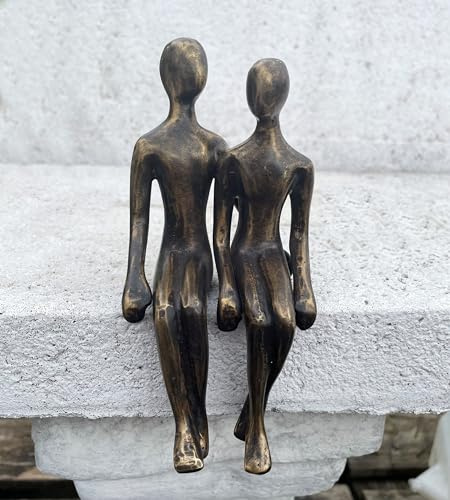 Bronzefigur Paar sitzend 8x15cm für Kante Bronze Skulptur Liebespaar
