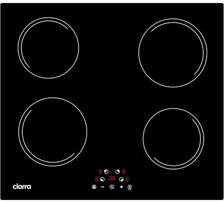 CIARRA AWBBIH4-E Plaque de Cuisson à Induction Encastrable 60 cm avec 4 Zones de Cuisson à Induction, Commande Tactile, 9 Niveaux de Puissance, Minuterie, Sécurité Enfant, Arrêt Automatique