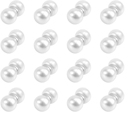 BOXOB 16 Pairs Magnetic Veil Weights, Double-Sided Pearl Bride Veil Weights Elegant Bridal Accessories Wedding Essentials (White)