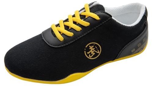 JiuQing Tai Chi-skor Herr Dam Barn Kampsport Kung Fu-skor Barfota Canvas För Taekwondo-gång,Black,43 EU