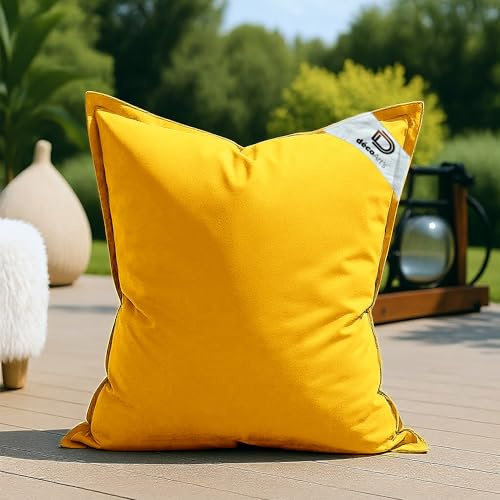deco arts Housse pour Pouf Géant XL 120x80cm - Intérieur et Extérieur - Déhoussable - AntiUV - Jaune Miel