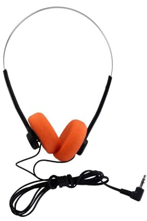 Auriculares de estilo vintage con cable para MP3/teléfono, auriculares portátiles de música, auriculares vintage de los años 80 y 90, accesorios para fotos con cable (naranja)