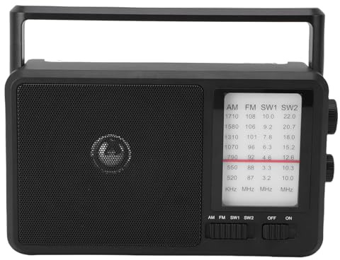 Annadue Radio de Banda Completa de Radio Am FM SW con Altavoz de 4 Pulgadas, Enchufe o Operado por Batería, Reducción de Ruido, Chip de Banda Múltiple, Búsqueda de Estación Manual (EU Enchufe 220V)