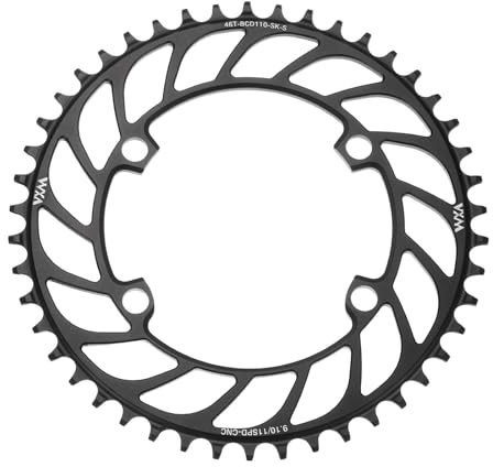 sourcing map 110BCD Bike Chainring 46T 9/10/11 Speed 192mm Diameter Round Aluminum Narrow Wide Tooth Bike Chainwheel for MTB Road Bike, Black