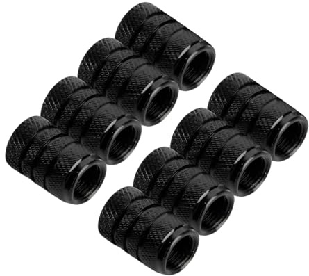 AFIODA 8 Pcs Tire Valve Stem Caps, Black Aluminum Dust Caps for Car Tyres, Universal Tire Valve Covers for Cars, Bikes, Motorcycles, SUVs and Trucks