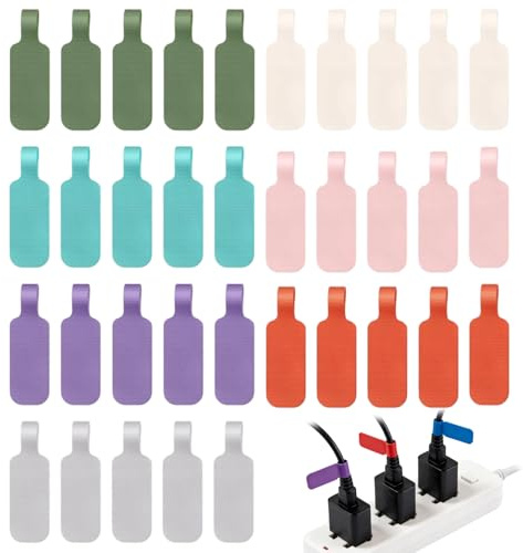 Lot de 35 étiquettes de câbles, clips de marquage de câbles, étiquettes de câble multicolores à étiquer, étiquetage de câbles, étiquettes réutilisables pour la gestion des câbles, l'identification