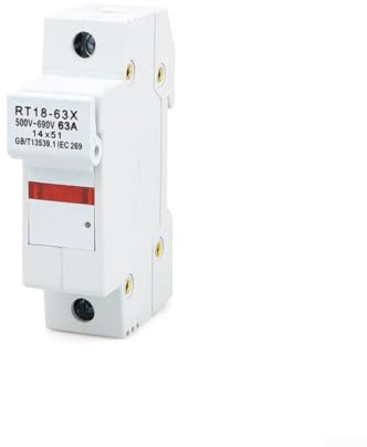 Porte-fusibles RT18-63X 1P 63A avec lumière LED pour fusible plat 14 x 51 mm Montage sur rail de sécurité