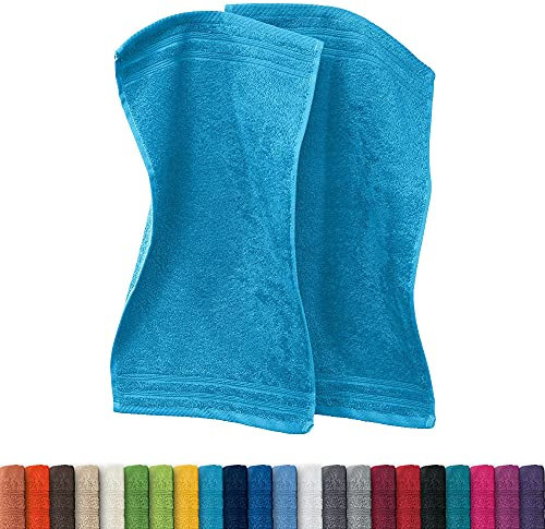 Erwin Müller Gästetuch Heidelberg 2er- Pack 100% Baumwolle türkis Größe 30x50 cm - leichte Qualität, saugstark, schnelltrocknend, kompakt - ideal für Sport, Strand, Reisen